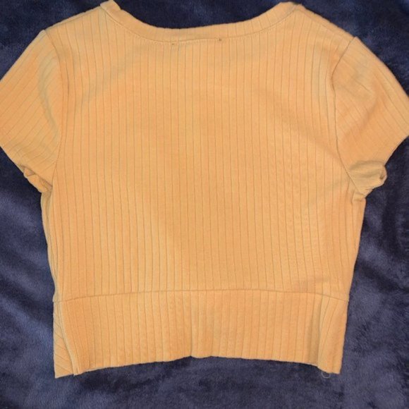 Yellow Twist Ribbed Crop Top - Picture 3 of 4